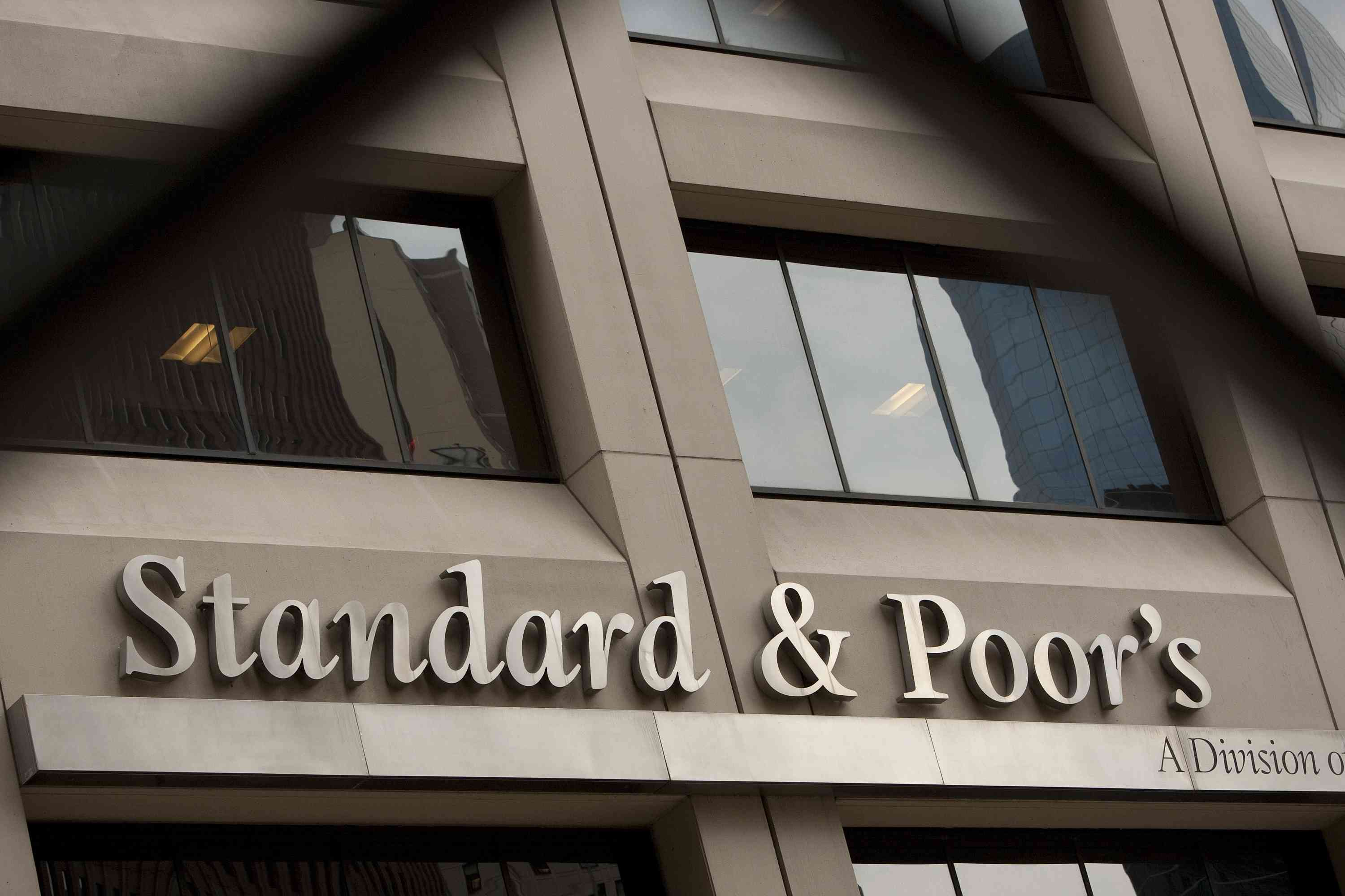 The Standard & Poor's name is displayed in front of the company's headquarters in New York
