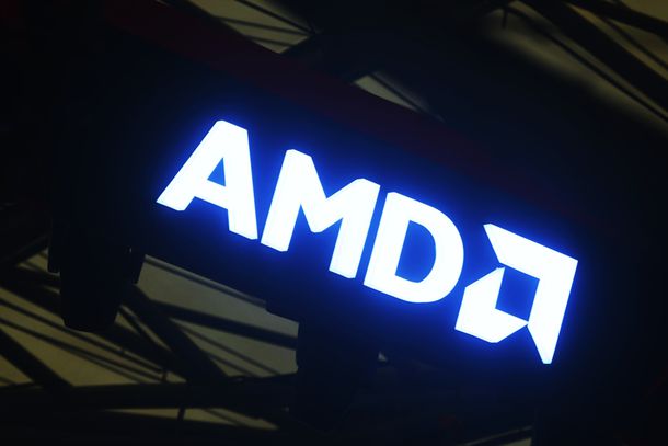  The AMD logo is displayed at the 2023 ChinaJoy in Shanghai, China. 
