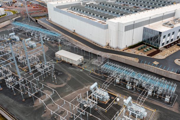 A power substation next to a data center in Ashburn, Virginia.