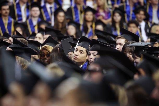 Graduates at the commencement ceremony for the College of Arts and Sciences at UCLA on June 14, 2024.