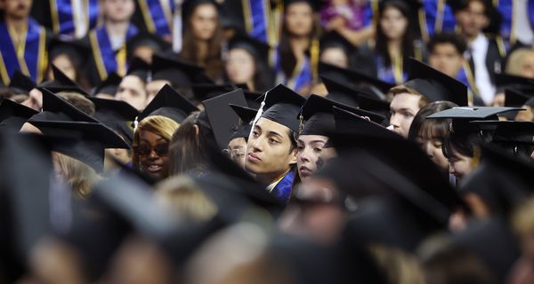 Graduates at the commencement ceremony for the College of Arts and Sciences at UCLA on June 14, 2024.