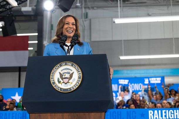 Democratic U.S. presidential candidate Vice President Kamala Harris speaks on her policy platform, including improving the cost of living for all Americans, at the Hendrick Center For Automotive Excellence on August 16, 2024 in Raleigh, North Carolina.