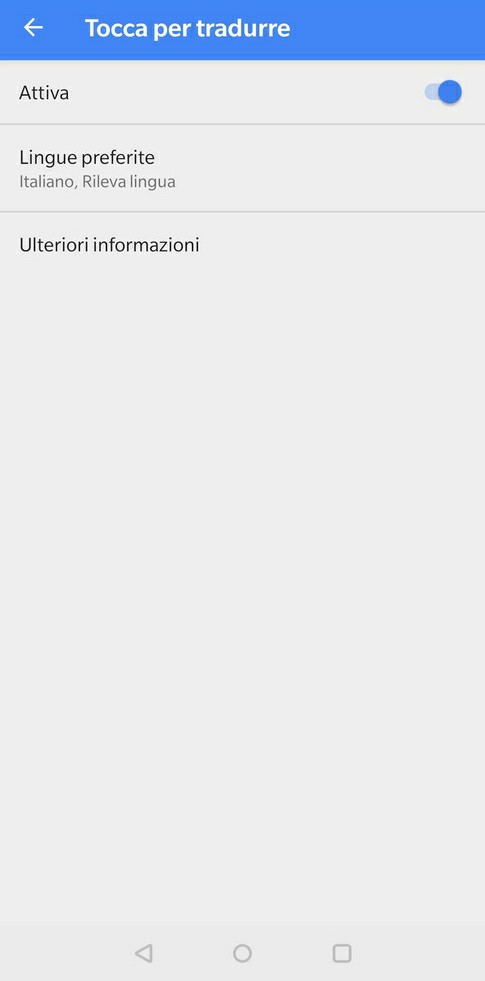 impostazione tocca per tradurre android