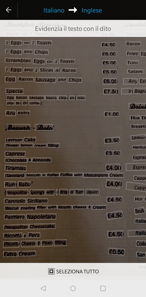 traduzione con fotocamera