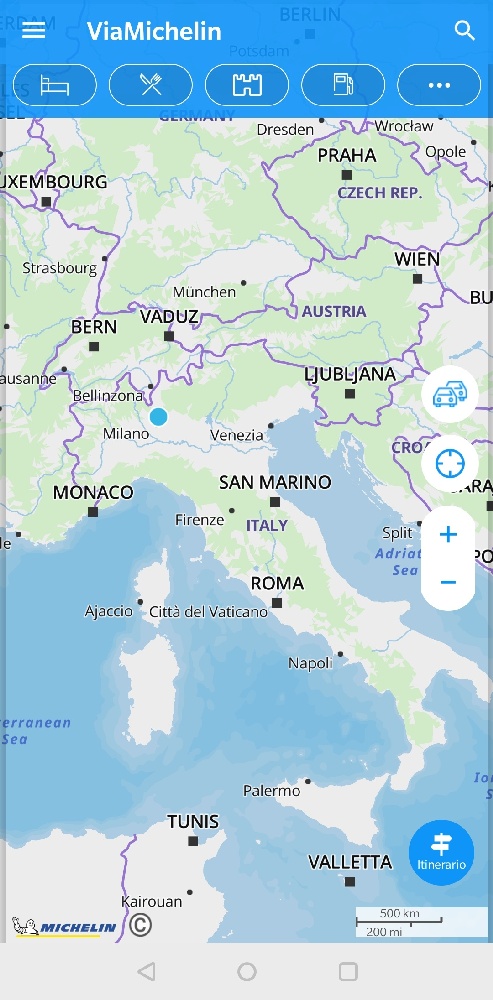 viamichelin app schermata principale