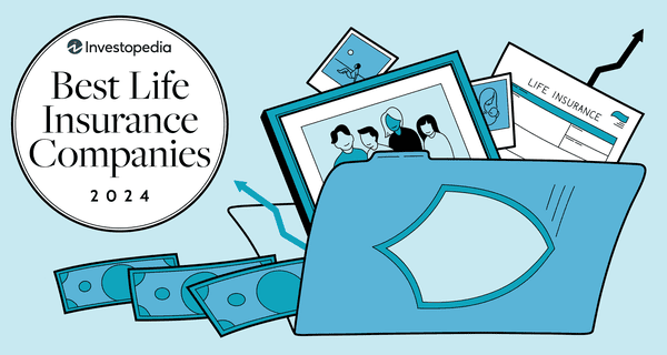 graphic showing a folder containing family photos, life insurance application, and dollar bills falling out.