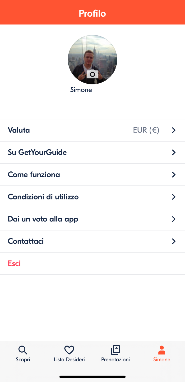 profilo get your guide mobile