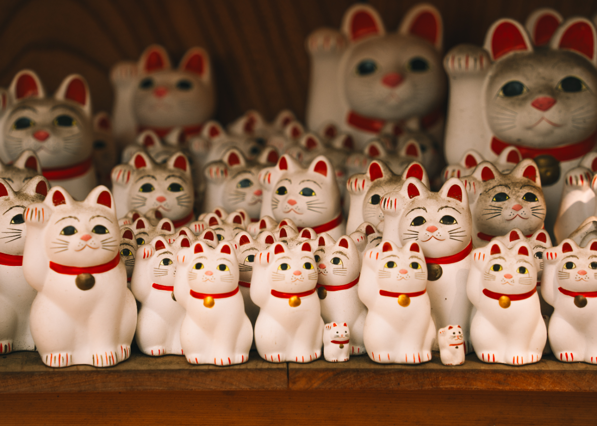 maneki-neko al tempio di Gotokuji a Tokyo